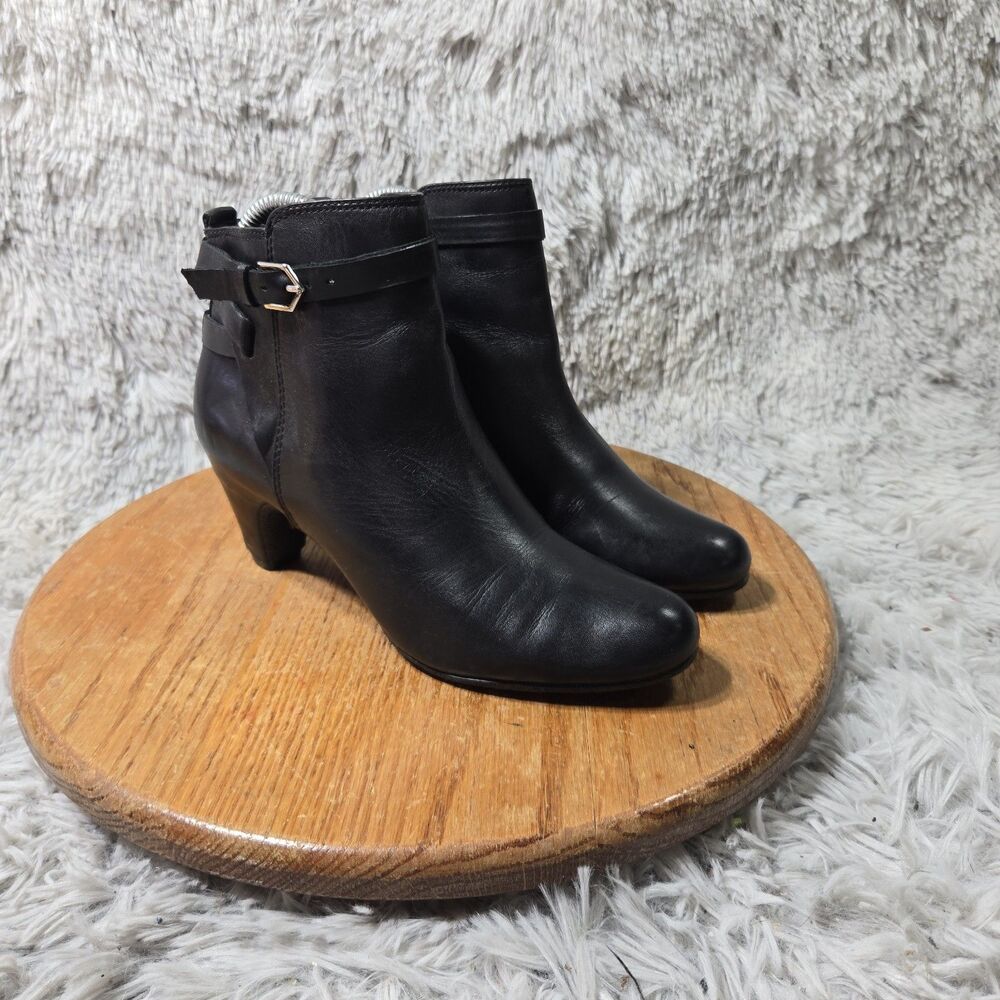 Sam Edelman Maddox Womens Black Leather Buckle Ankle Bootie Side Zip Size 7M